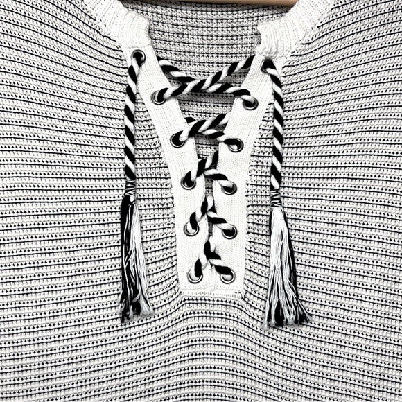 WHITE & WARREN Knit Ribbed Striped Sleeveless Midi Dress Coastal Nautical - Picture 3 of 13